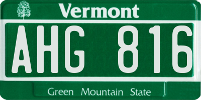 VT license plate AHG816