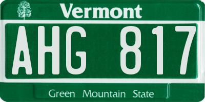 VT license plate AHG817
