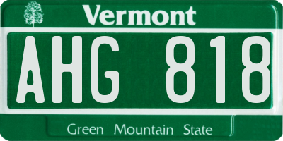 VT license plate AHG818