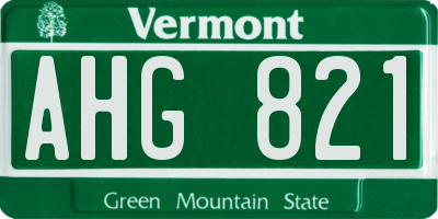 VT license plate AHG821