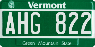VT license plate AHG822