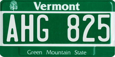 VT license plate AHG825