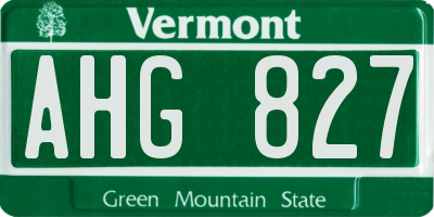 VT license plate AHG827