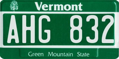 VT license plate AHG832