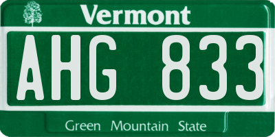 VT license plate AHG833