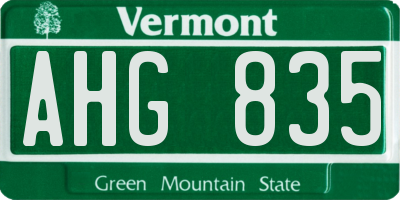 VT license plate AHG835