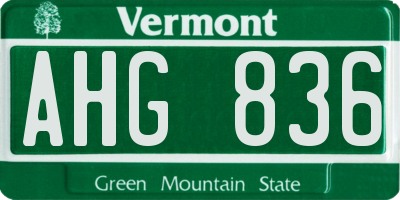 VT license plate AHG836