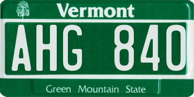 VT license plate AHG840