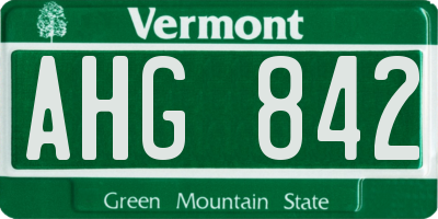 VT license plate AHG842