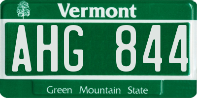 VT license plate AHG844