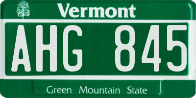 VT license plate AHG845