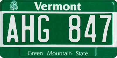 VT license plate AHG847