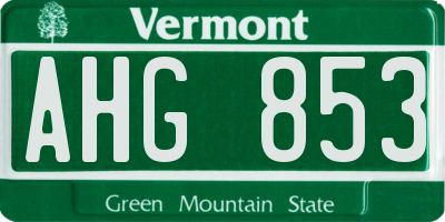 VT license plate AHG853