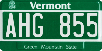 VT license plate AHG855