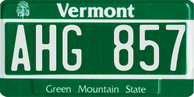 VT license plate AHG857