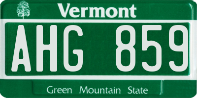 VT license plate AHG859