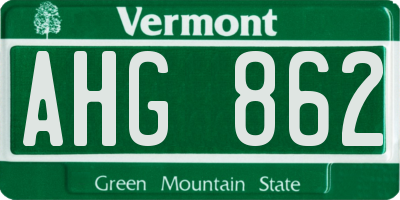VT license plate AHG862