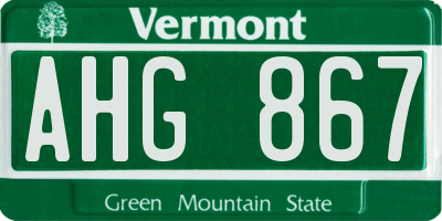 VT license plate AHG867