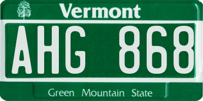 VT license plate AHG868