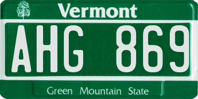VT license plate AHG869