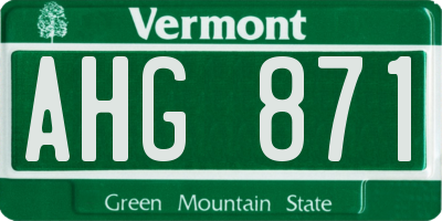 VT license plate AHG871