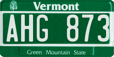 VT license plate AHG873