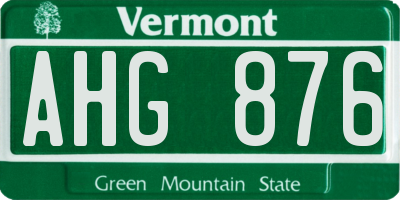VT license plate AHG876