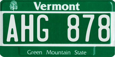 VT license plate AHG878