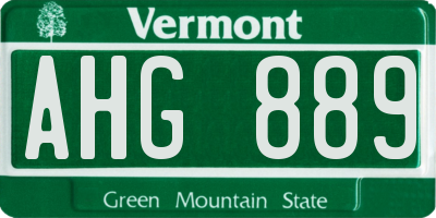 VT license plate AHG889