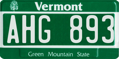 VT license plate AHG893