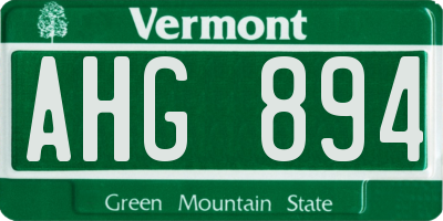 VT license plate AHG894