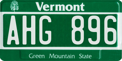 VT license plate AHG896