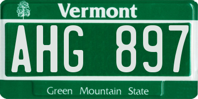 VT license plate AHG897