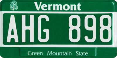 VT license plate AHG898