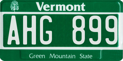 VT license plate AHG899