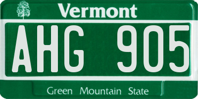 VT license plate AHG905