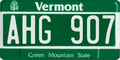 VT license plate AHG907
