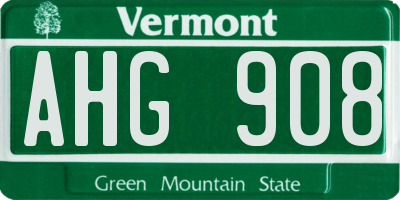 VT license plate AHG908