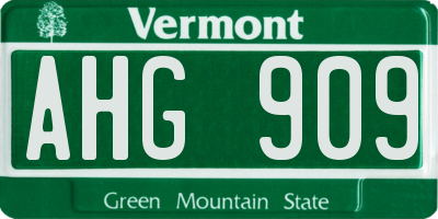 VT license plate AHG909