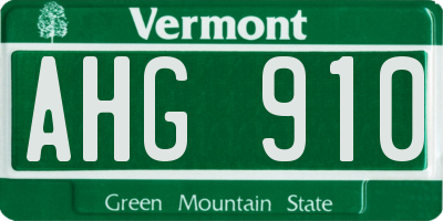 VT license plate AHG910