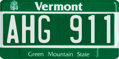 VT license plate AHG911