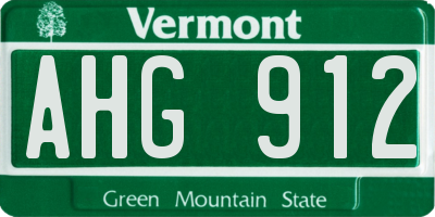VT license plate AHG912