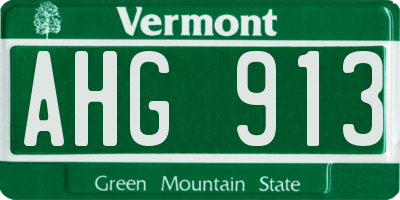 VT license plate AHG913