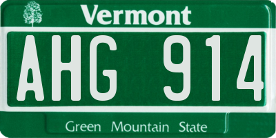 VT license plate AHG914
