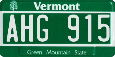 VT license plate AHG915