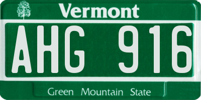 VT license plate AHG916