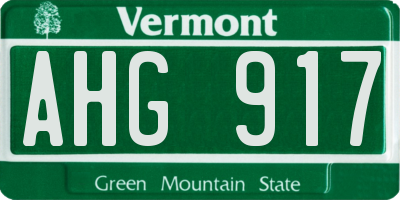 VT license plate AHG917
