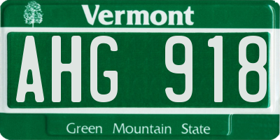 VT license plate AHG918