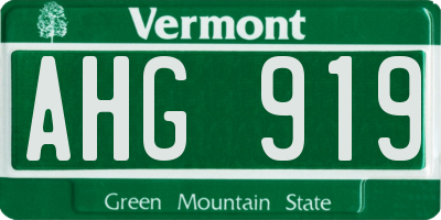 VT license plate AHG919