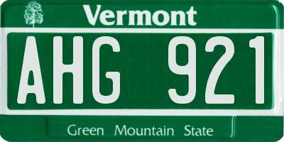 VT license plate AHG921